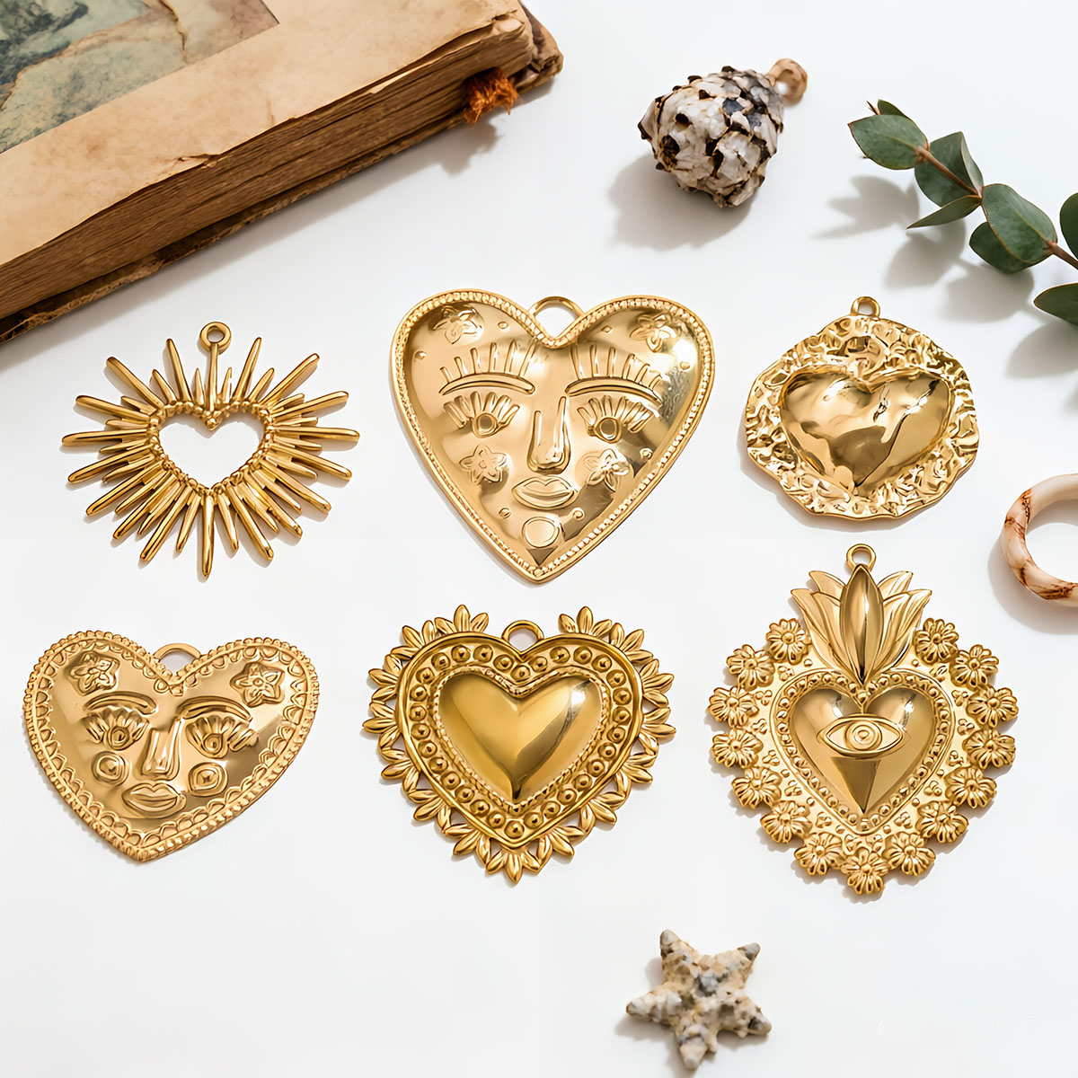 5Pcs PVD Gold Stainless Steel  - Ethnic Fashion Design review and price