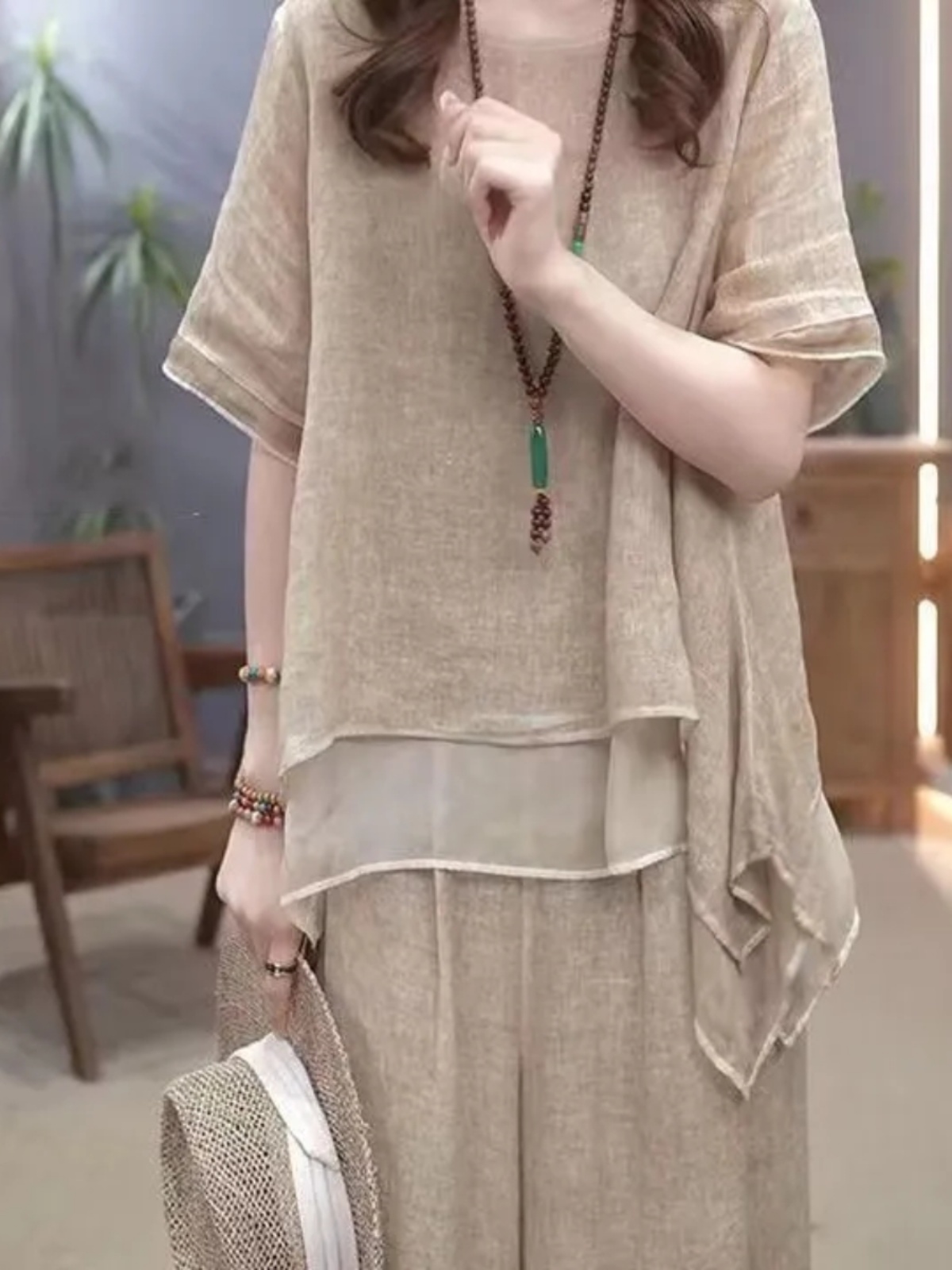 Retro Cotton Linen Set Women's - New Ethnic Fashion review and price