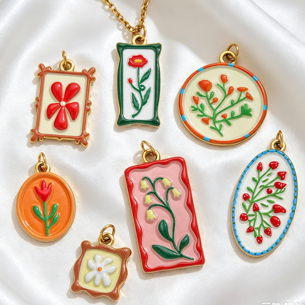 2pcs Boho Enamel Flower Pendan - Ethnic Fashion Design review and price