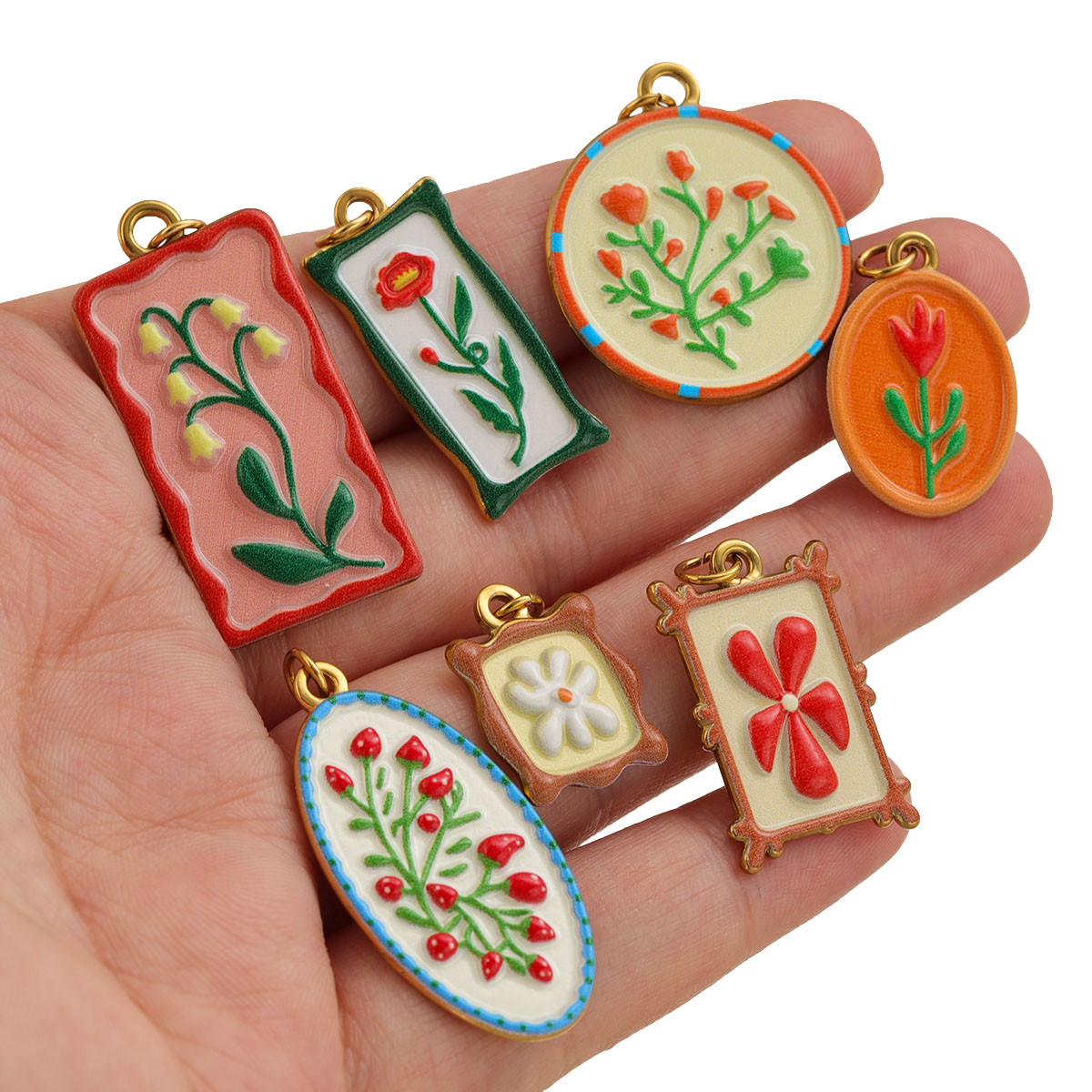 2pcs Boho Enamel Flower Pendan - Ethnic Fashion Design review and price