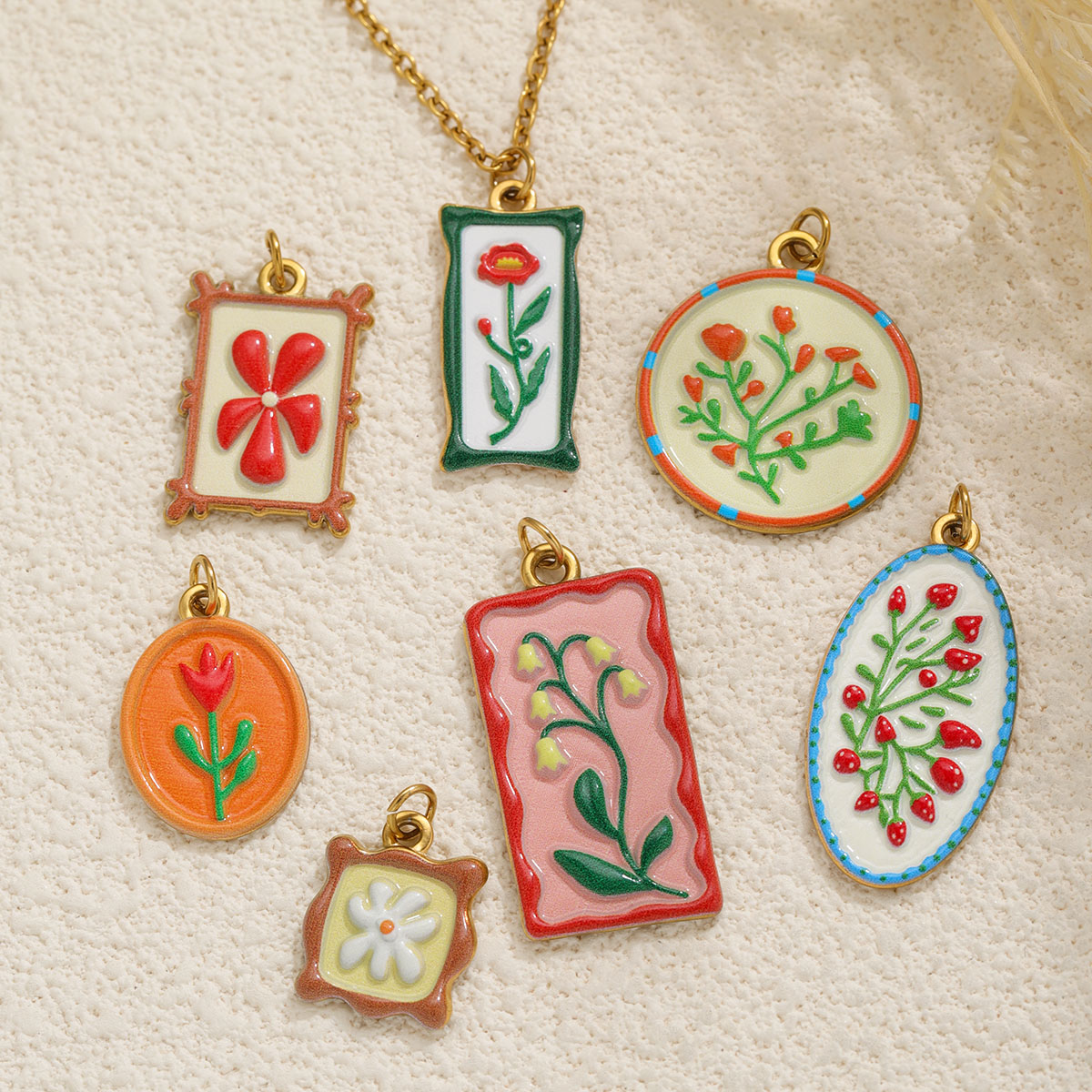 2pcs Boho Enamel Flower Pendan - Ethnic Fashion Design review and price